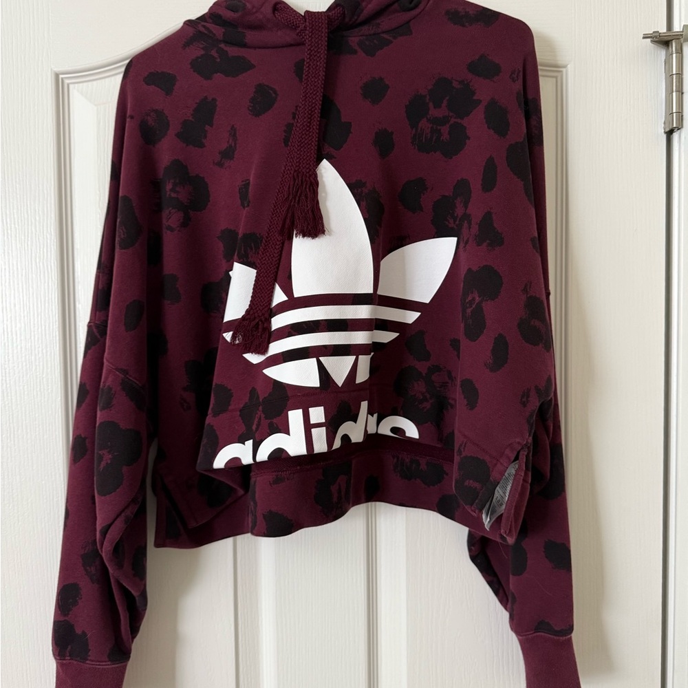 Adidas Burgundy Leopard Print Hoodie